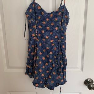 Navy floral print spaghetti strap romper!